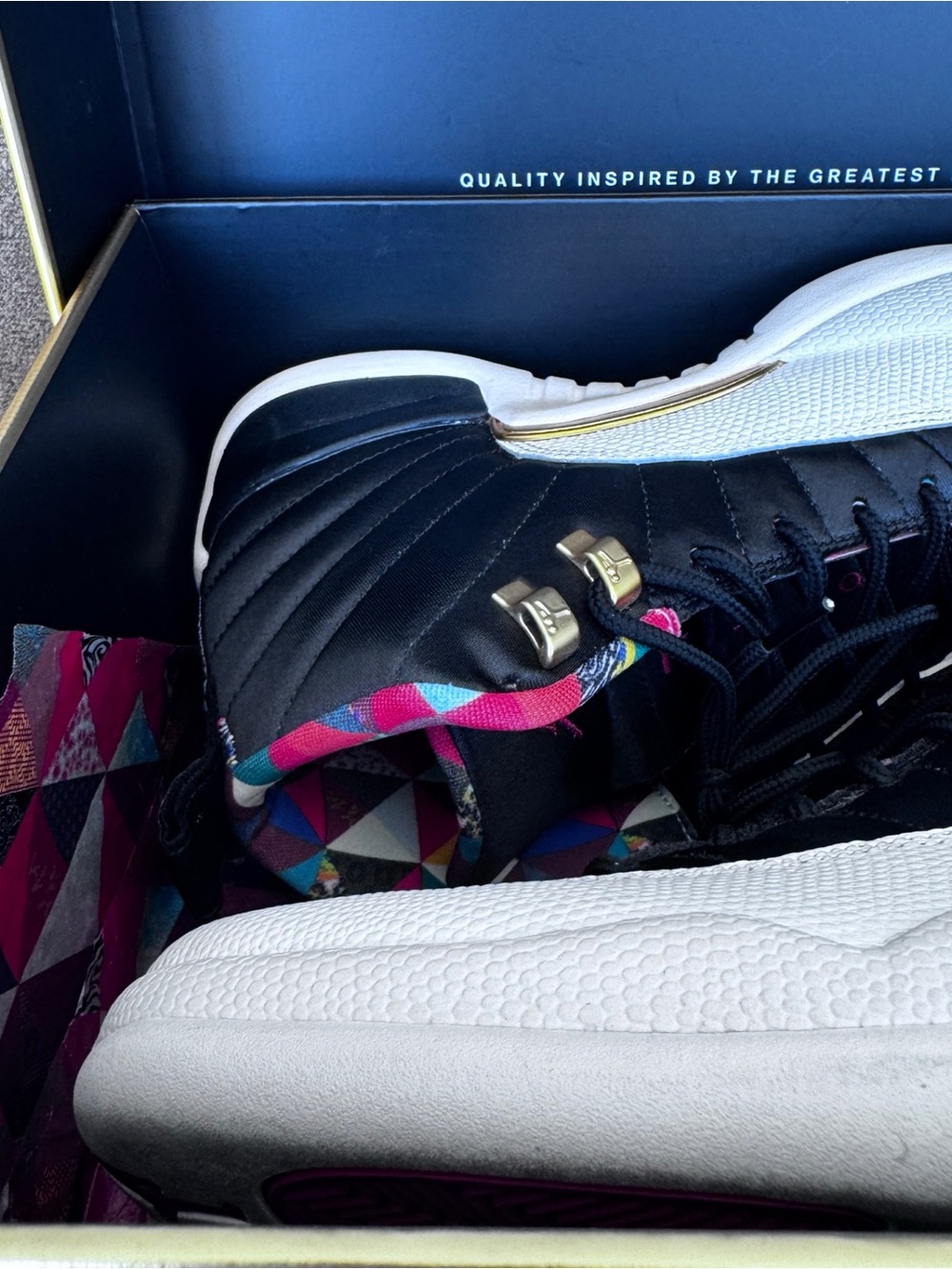 Jordan 12 Retro CNY Chinese New Year Black White Red Multicolor Sneaker Size 10 - Picture 7 of 11